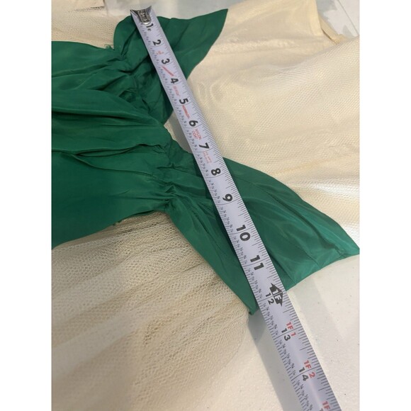 Vintage 1950s Cupcake Prom Dress SZ XS Gown Tulle Strapless white green sequence - Picture 7 of 16